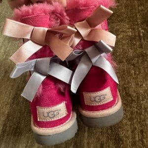 UGG Pink Boots with Colorful Bows Girls 10 Toddler
